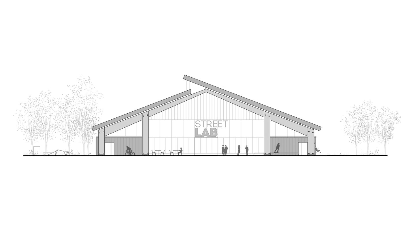 Street Lab Facade front BW03 steel roof NY